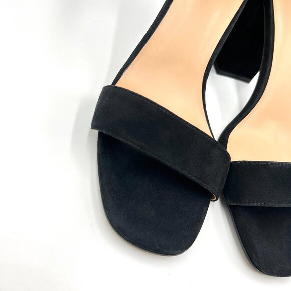 Aerosoles Womens Size 10 Landon Black Suede Leather Block Heels Sandals Shoes - Picture 4 of 13